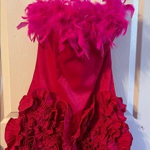 Medium pink strapless feather dress